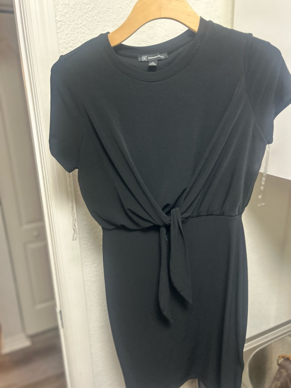 INC International Concepts Black Tie-Front Mini Dress